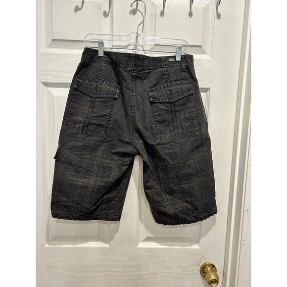 Vans Cargo Shorts Mens 30 Gray Charcoal Plaid 12" Inseam Skater 100% Cotton - Picture 8 of 9